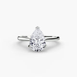 LYRA – Pear Cut Twisted Shoulder Solitaire Ring Setting in White Gold | SARATTI
