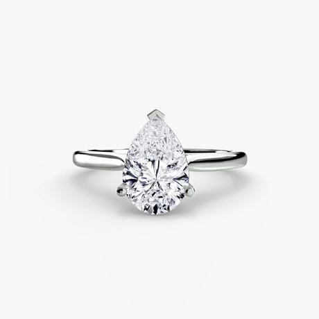LYRA – Pear Cut Twisted Shoulder Solitaire Ring Setting in White Gold | SARATTI