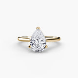 LYRA – Pear Cut Twisted Shoulder Solitaire Ring Setting in Yellow Gold | SARATTI