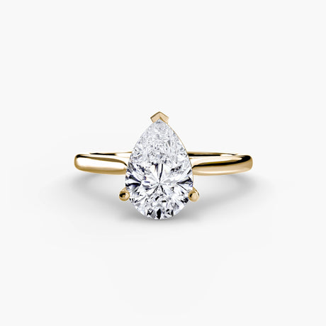 LYRA – Pear Cut Twisted Shoulder Solitaire Ring Setting in Yellow Gold | SARATTI