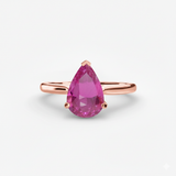LYRA Pear Sapphire twisted shoulder solitaire ring setting in Rose Gold, front view | SARATTI