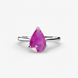 LYRA Pear Sapphire twisted shoulder solitaire ring setting in White Gold, front view | SARATTI