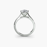 LYRA Pear twisted shoulder solitaire ring setting in White Gold, open gallery view | SARATTI
