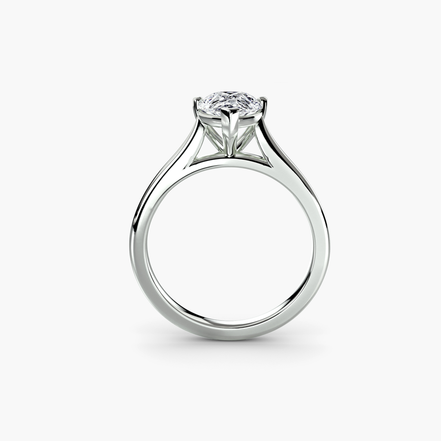 LYRA Pear twisted shoulder solitaire ring setting in White Gold, open gallery view | SARATTI