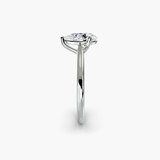 LYRA Pear twisted shoulder solitaire ring setting in White Gold, side view | SARATTI