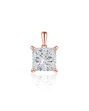 LYRA Princess Cut four-prong solitaire pendant setting in Rose Gold, front view | SARATTI Fine Jewelry