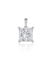LYRA Princess Cut four-prong solitaire pendant setting in White Gold, front view | SARATTI Fine Jewelry