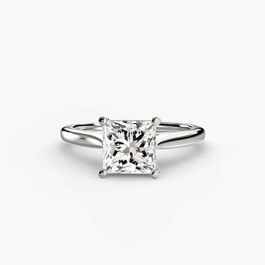 LYRA – Princess Cut Twisted Shoulder Solitaire Ring Setting in 950 Platinum | SARATTI