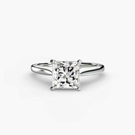 LYRA – Princess Cut Twisted Shoulder Solitaire Ring Setting in White Gold | SARATTI