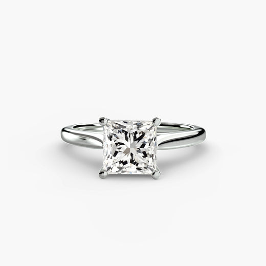 LYRA – Princess Cut Twisted Shoulder Solitaire Ring Setting in White Gold | SARATTI