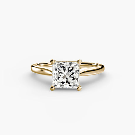 LYRA – Princess Cut Twisted Shoulder Solitaire Ring Setting in Yellow Gold | SARATTI