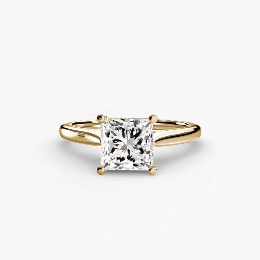 LYRA – Princess Cut Twisted Shoulder Solitaire Ring Setting in Yellow Gold | SARATTI