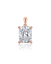 LYRA Radiant Cut four-prong solitaire pendant setting in Rose Gold, front view | SARATTI Fine Jewelry