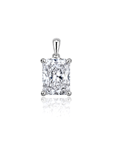 LYRA Radiant Cut four-prong solitaire pendant setting in White Gold, front view | SARATTI Fine Jewelry