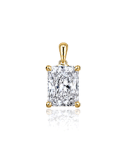 LYRA Radiant Cut four-prong solitaire pendant setting in Yellow Gold, front view | SARATTI Fine Jewelry