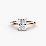 LYRA Radiant Cut Twisted Shoulder Solitaire Ring Setting in Rose Gold | SARATTI