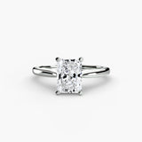 LYRA Radiant Cut Twisted Shoulder Solitaire Ring Setting in White Gold | SARATTI