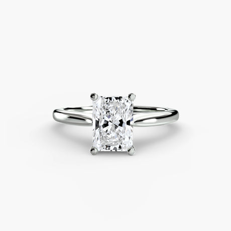 LYRA Radiant Cut Twisted Shoulder Solitaire Ring Setting in White Gold | SARATTI