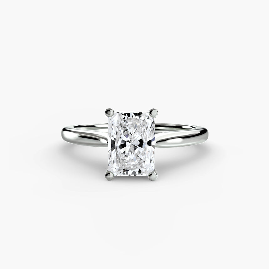 LYRA Radiant Cut Twisted Shoulder Solitaire Ring Setting in White Gold | SARATTI