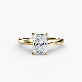 LYRA Radiant Cut Twisted Shoulder Solitaire Ring Setting in Yellow Gold | SARATTI