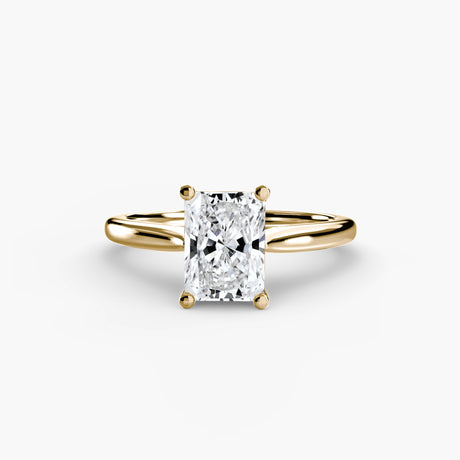 LYRA Radiant Cut Twisted Shoulder Solitaire Ring Setting in Yellow Gold | SARATTI