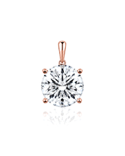 LYRA Round Cut four-prong solitaire pendant setting in Rose Gold, front view | SARATTI Fine Jewelry