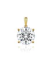 LYRA Round Cut four-prong solitaire pendant setting in Yellow Gold, front view | SARATTI Fine Jewelry