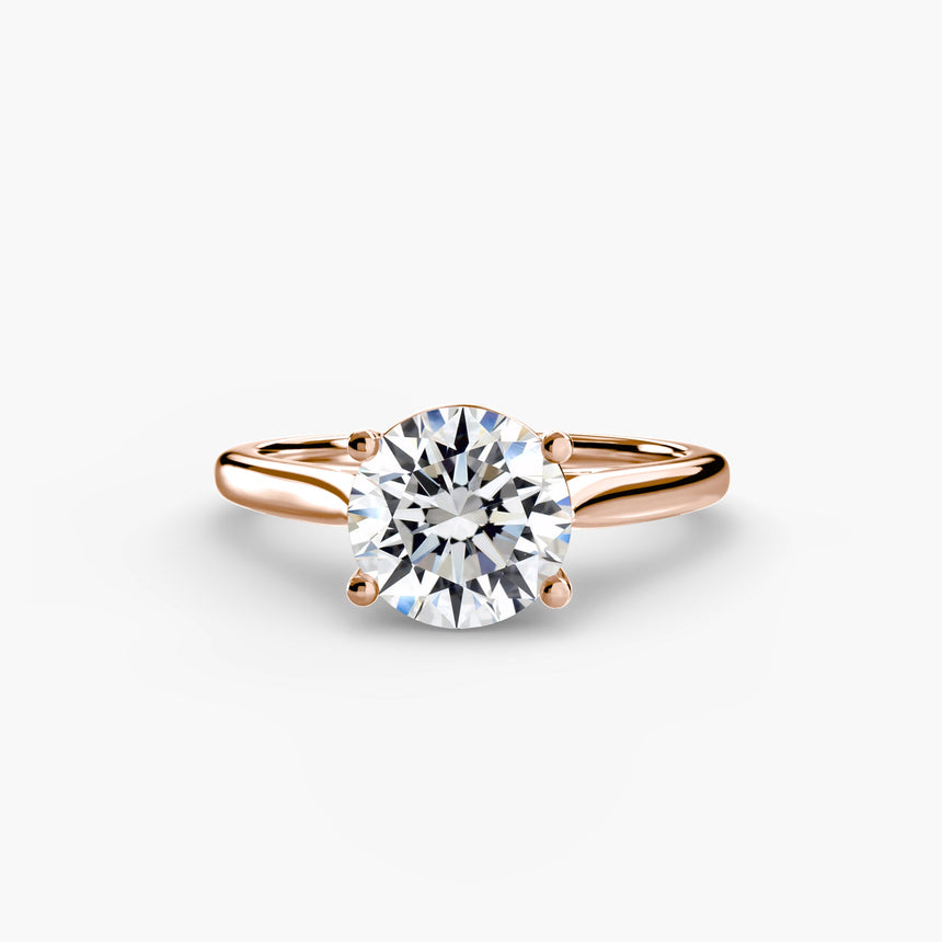 LYRA – Round Cut Twisted Shoulder Solitaire Ring Setting in Rose Gold | SARATTI