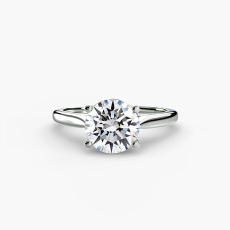 LYRA – Round Cut Twisted Shoulder Solitaire Ring Setting in White Gold | SARATTI