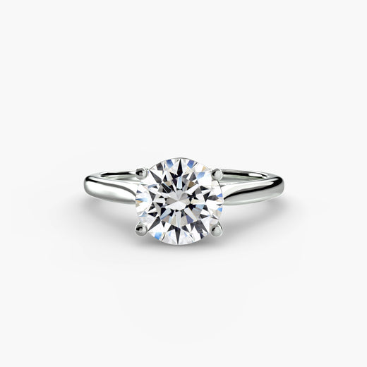 LYRA – Round Cut Twisted Shoulder Solitaire Ring Setting in White Gold | SARATTI
