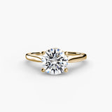 LYRA – Round Cut Twisted Shoulder Solitaire Ring Setting in Yellow Gold | SARATTI