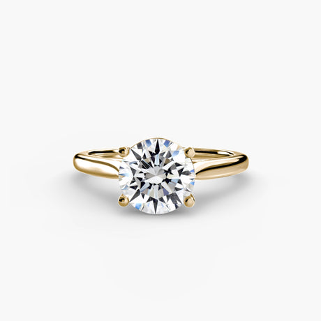 LYRA – Round Cut Twisted Shoulder Solitaire Ring Setting in Yellow Gold | SARATTI