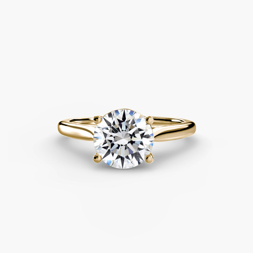 LYRA – Round Cut Twisted Shoulder Solitaire Ring Setting in Yellow Gold | SARATTI