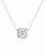 SOLARA Bezel-Set Asscher Cut solitaire necklace setting in white gold, front view | SARATTI