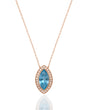 LUMÉA marquise cut Aquamarine diamond halo pendant necklace in White Gold, main view | SARATTI