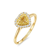 Maureen – Pear-Shaped Natural Yellow Diamond Double Halo Ring