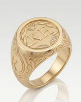 mens custom alphabet ring 18k yellow gold signet ring luxury personalized jewelry | SARATTI