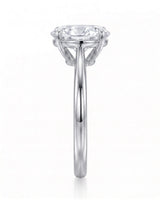 MIA 1 carat F-colour oval natural diamond cathedral solitaire ring in 18K white gold, side profile showing open cathedral gallery | SARATTI