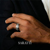 modern cuban link ring white gold 8mm | SARATTI  
