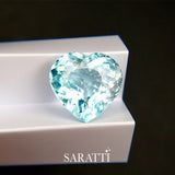 natural blue tourmaline heart shape loose gemstone detail shot | SARATTI
