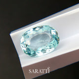 natural light blue tourmaline oval shape loose gemstone detail shot | SARATTI