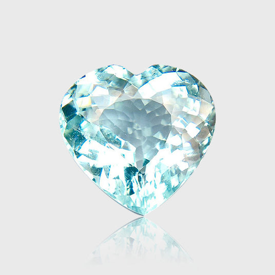 natural paraiba type tourmaline heart neon blue loose gemstone top view | SARATTI