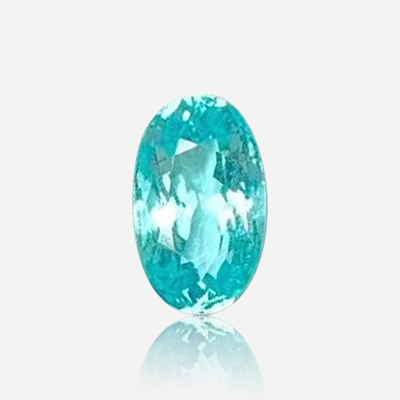 natural paraiba type tourmaline oval neon blue loose gemstone top view | SARATTI