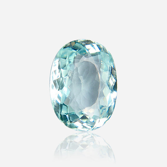 natural paraiba type tourmaline oval neon light blue loose gemstone top view | SARATTI