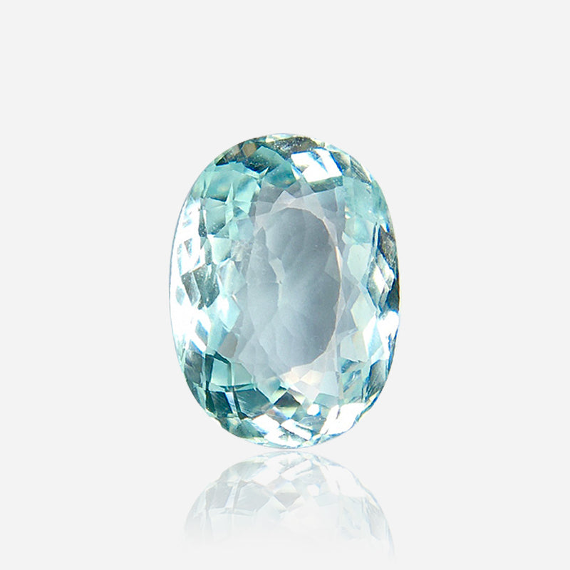 natural paraiba type tourmaline oval neon light blue loose gemstone top view | SARATTI