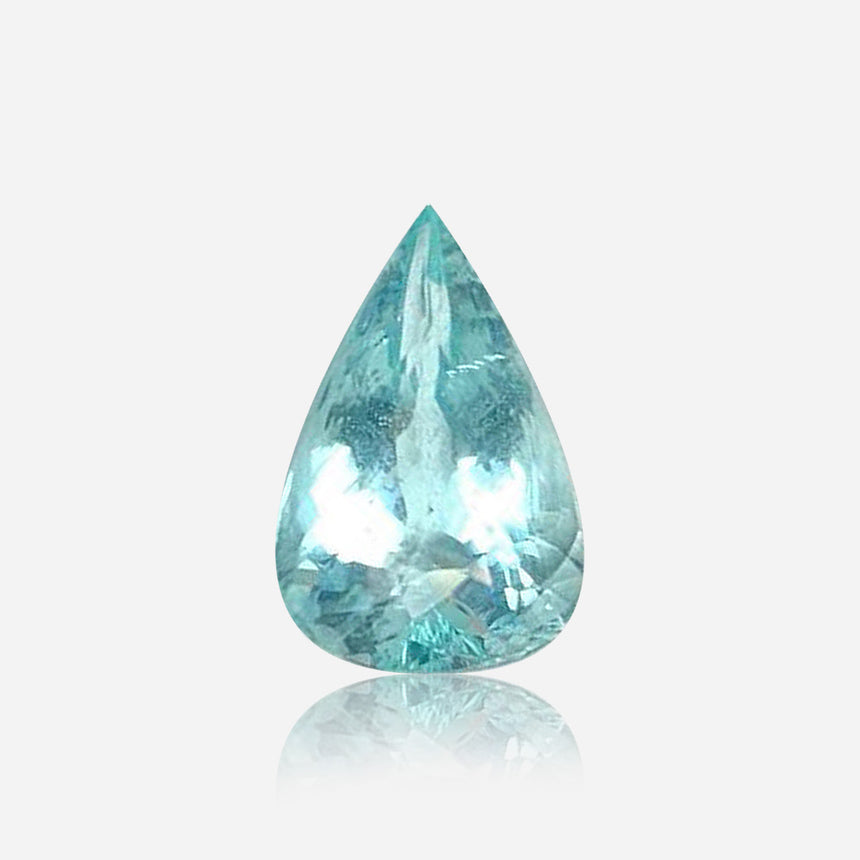 natural paraiba type tourmaline pear neon light blue loose gemstone top view | SARATTI
