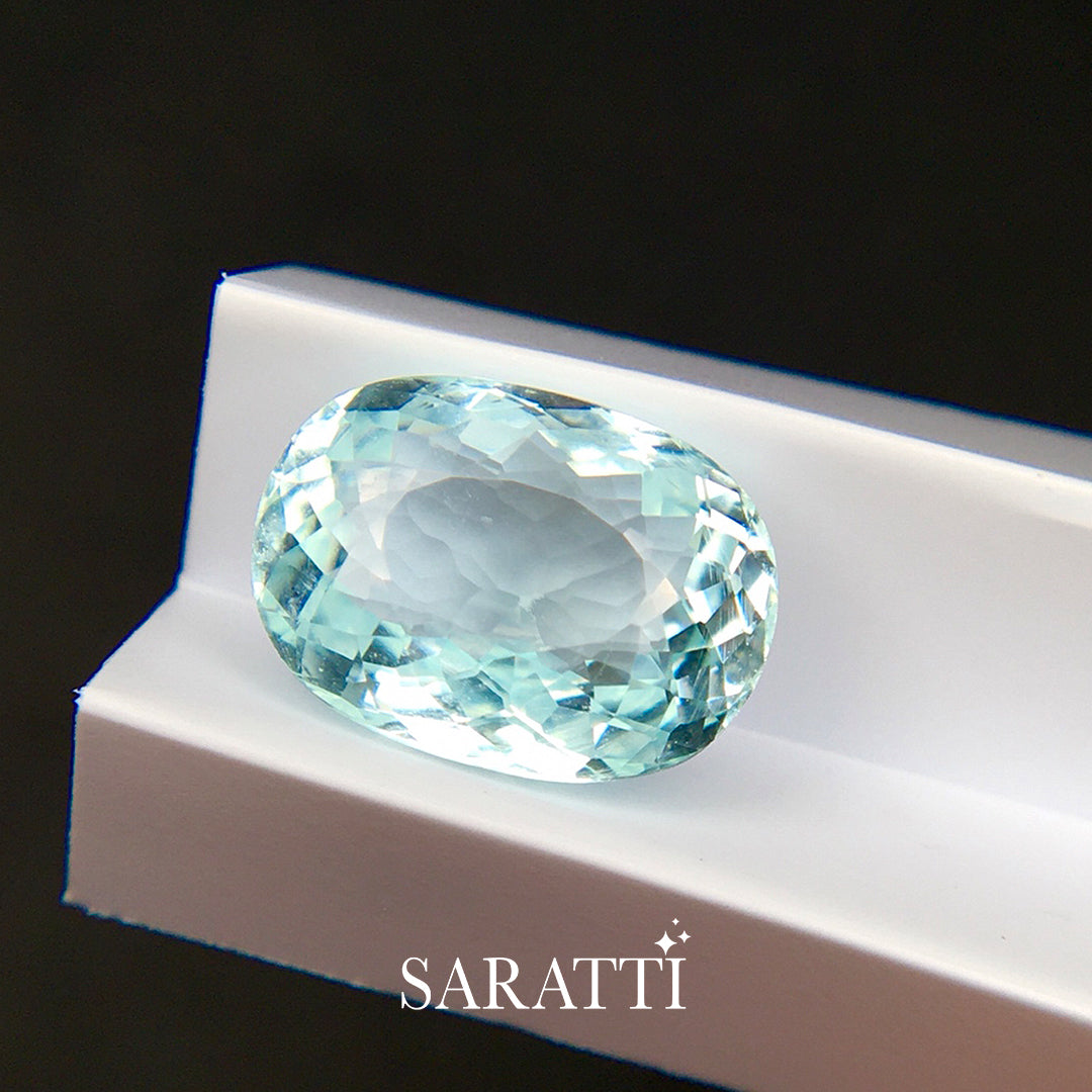 natural tourmaline oval faceted gemstone transparent center macro view | SARATTI