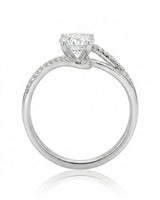 NERA 1 carat round natural diamond bypass split-shank engagement ring in platinum, side profile showing four-prong crown | SARATTI