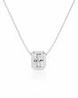 SOLARA Bezel-Set Radiant Cut solitaire necklace setting in white gold, front view | SARATTI