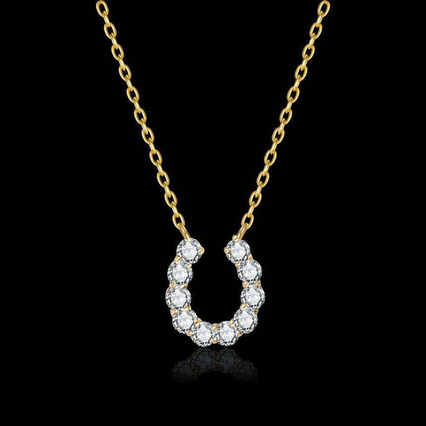 Fortune's Whisper Diamond Horseshoe Pendant